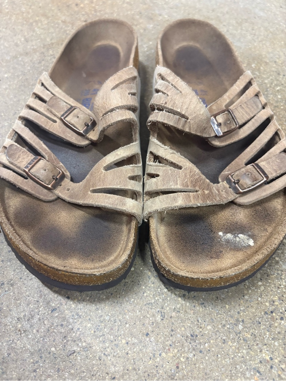 Birkenstock Granada Leather Cut Out Slide Sandals size